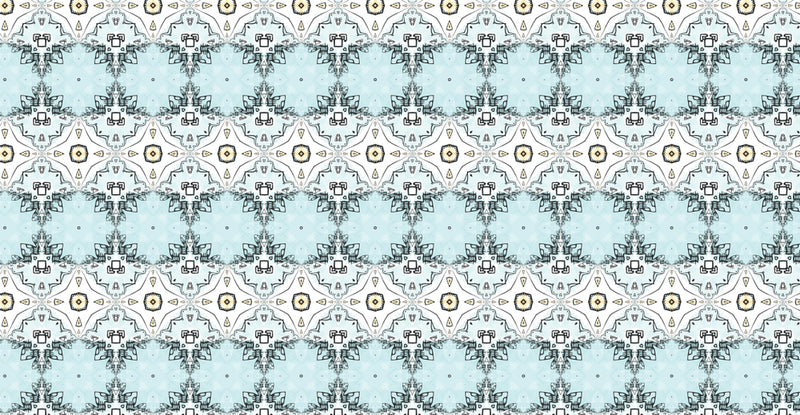 Blue Mandala Tiles Pattern Art Self Adhesive Sticker For Table