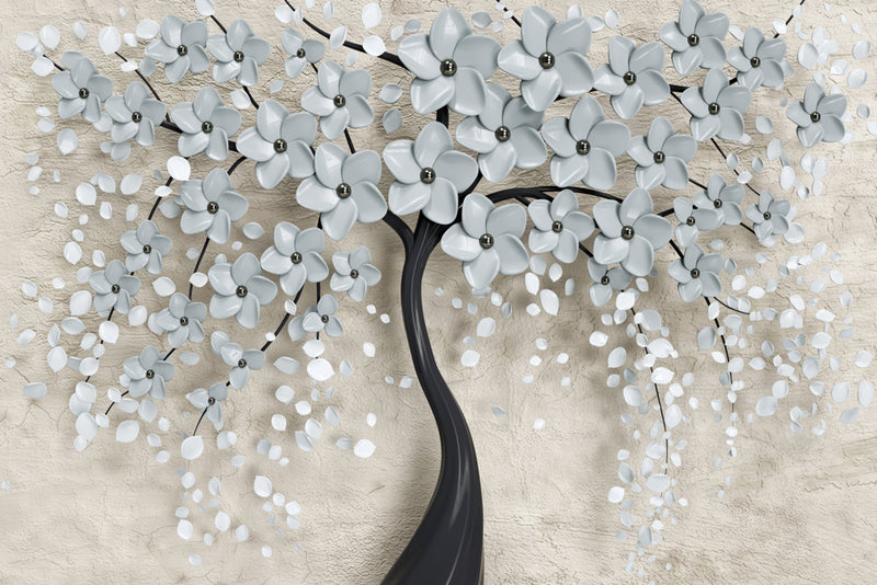 White 3D Flowers Customize Wallpaper