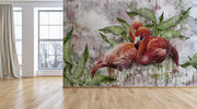 Tropical Beautiful Flamingos Wallpaper