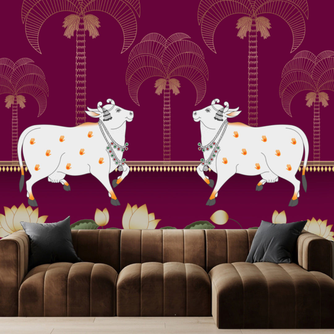 Tropical Indian Cow theme wallpaper
