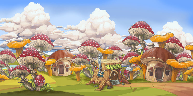 Mushroom House Nursery Wallpaper