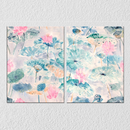 Abstract Flower Leaves Watercolour Art, Set Of 2