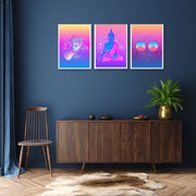 Multicolour Buddha, Hand And Peace Sign, Set Of 3