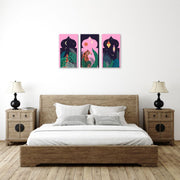 Pink And Black Tiger Wall Art, Set Of 3