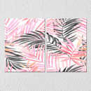 Pink And Green Palm Leaves, Set Of 2