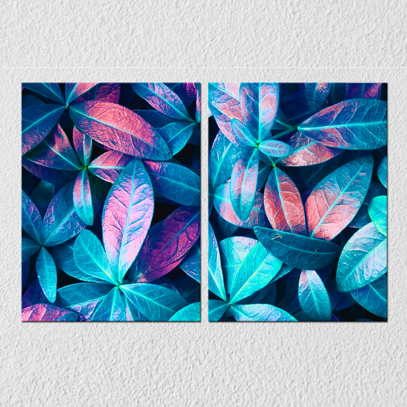 Multicolour Leaves Wall Art, Set Of 3