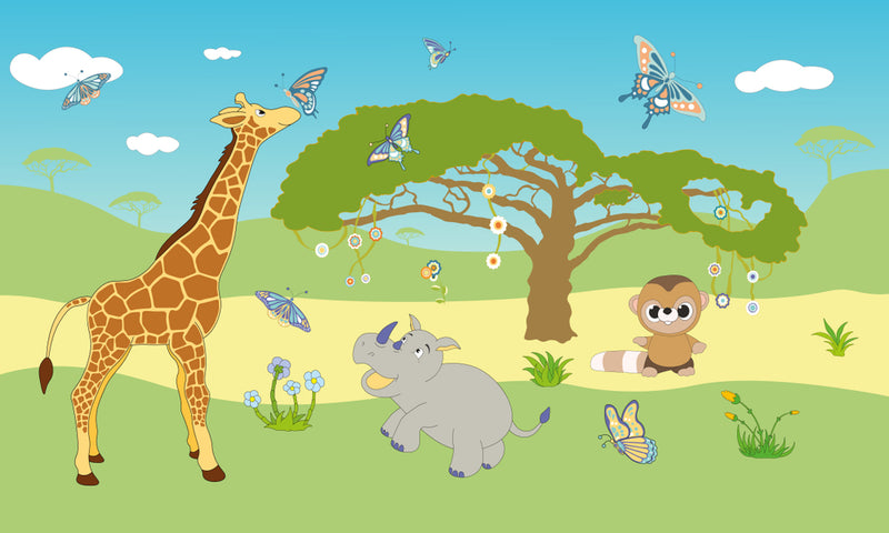 Giraffe Nature Nursery Wallpaper