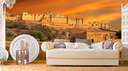 Amber Palace Orange Sky Rajasthan Wallpaper