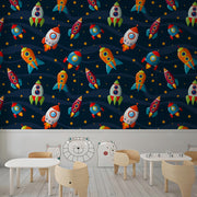 Spaceship Nursery School Wallpaper