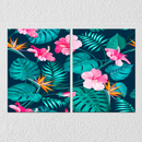Hibiscus And Leaves Wall Art, Set Of 2