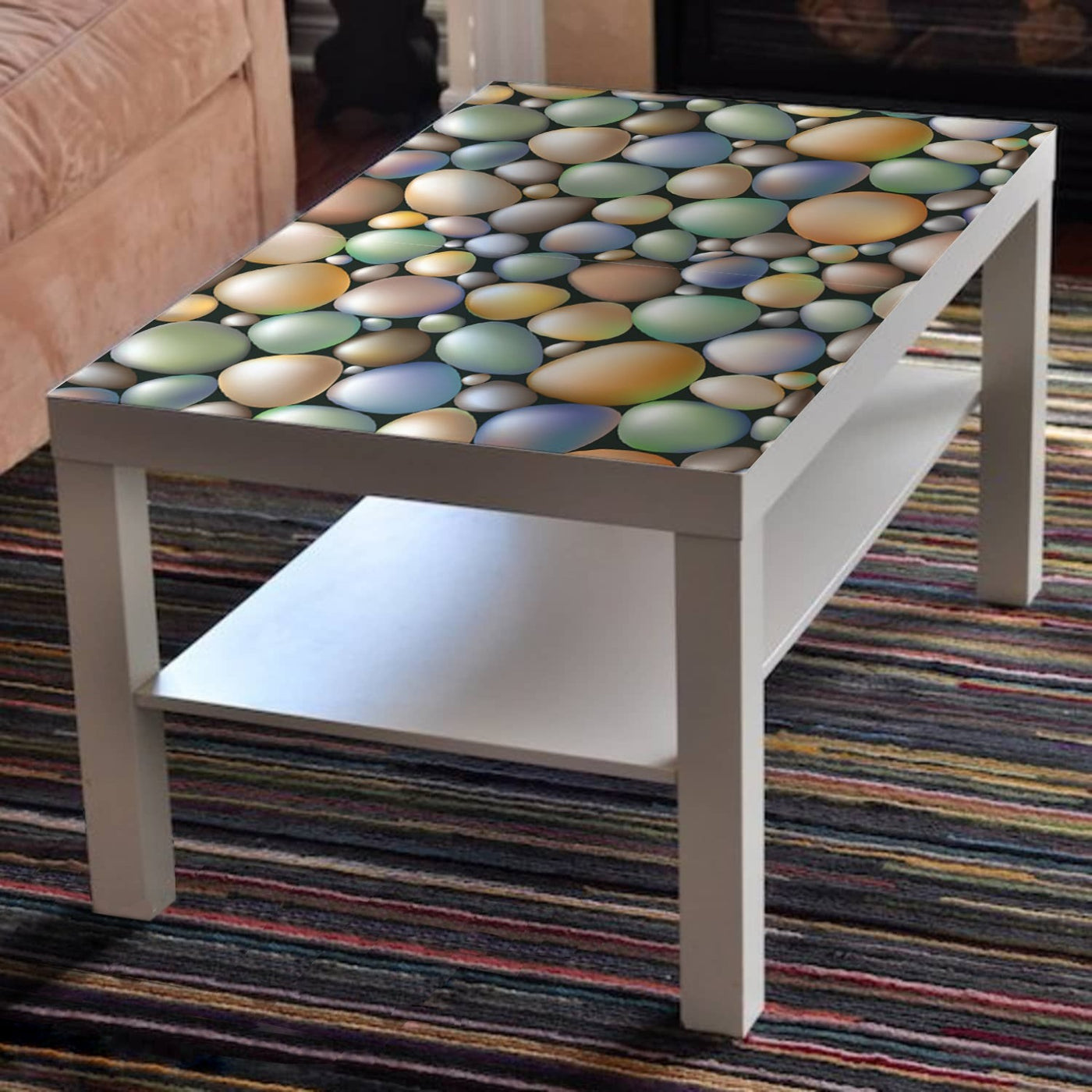 Colourful 3D Pabbels Self Adhesive Sticker For Table