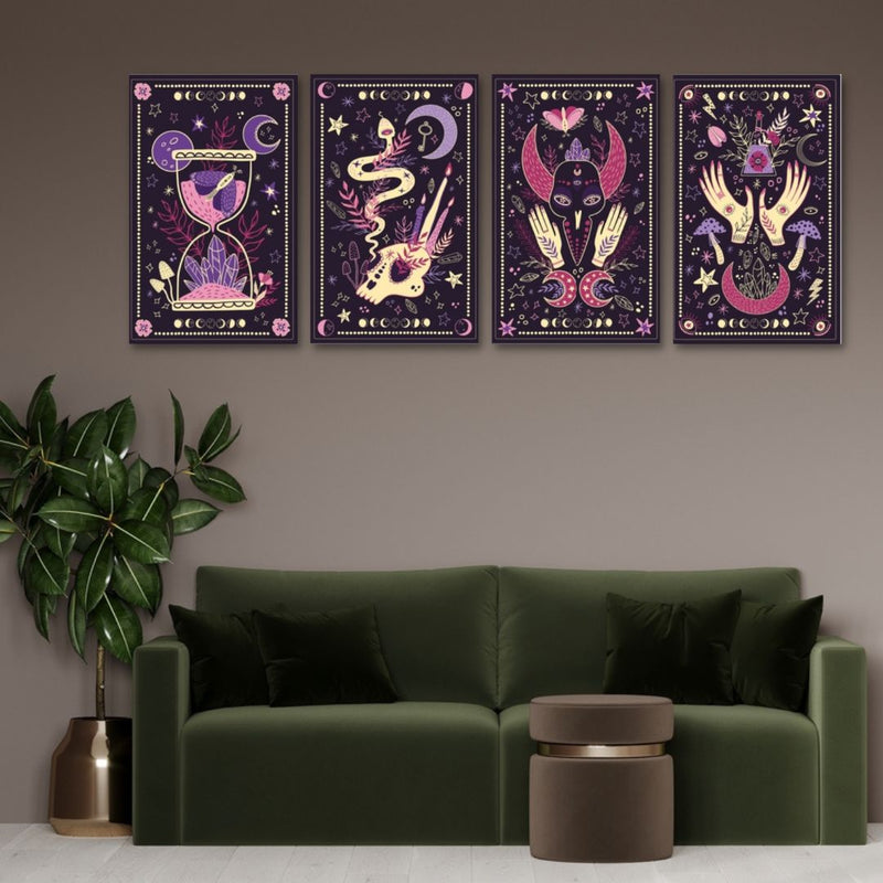 Skeleton Purple Art, Set Of 4