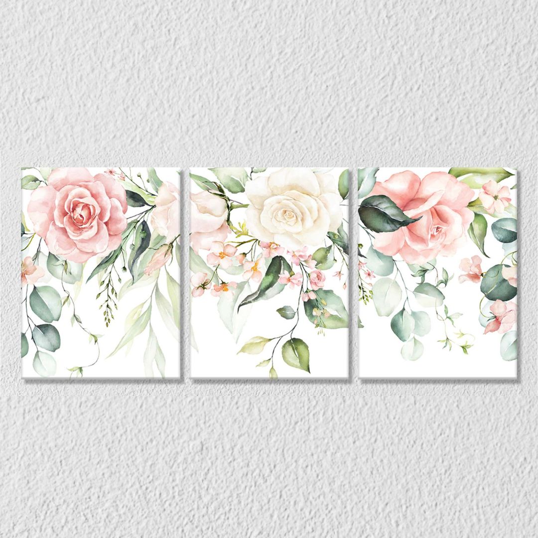 White red rose Set of 3
