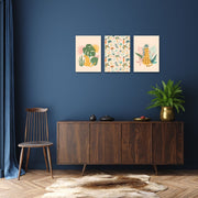Tiger And The Leaves Art, Set Of 3