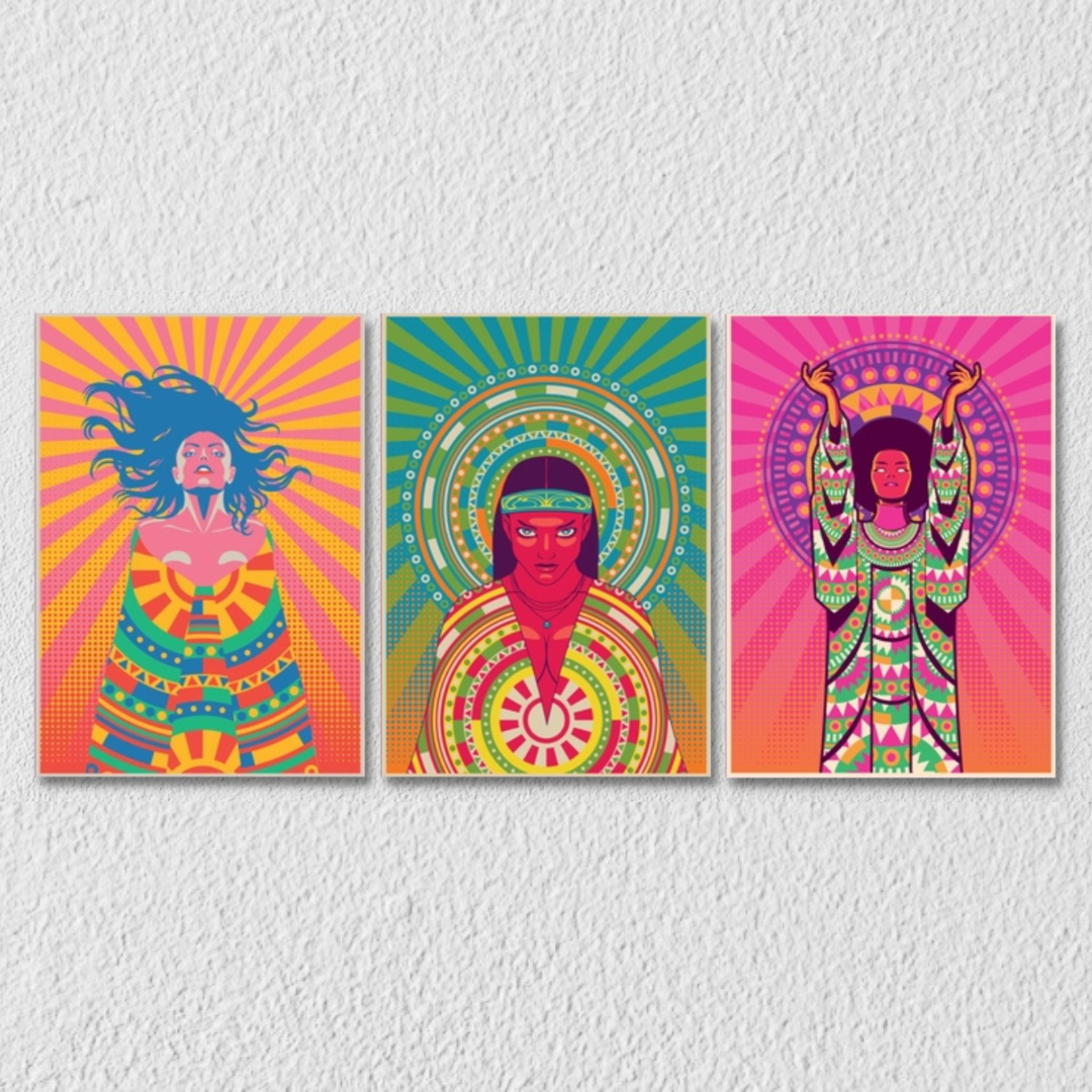 Psychedelic Wall Art, Set Of 3
