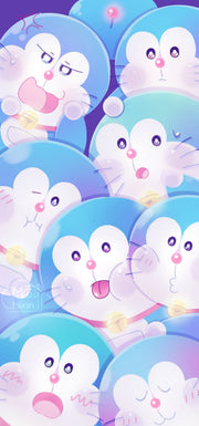 Doremon Cartoon Faces Self Adhesive Sticker For Door