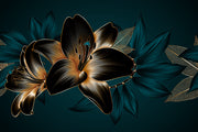 Black Leaf Plant Self Adhesive Sticker For Wardrobe