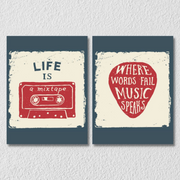 Vintage Music Quote Wall Art, Set Of 2