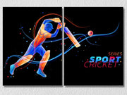 Cricket Batsman Wall Art, Set Of 2