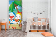 Doremon And Dorami Anime Self Adhesive Sticker For Door