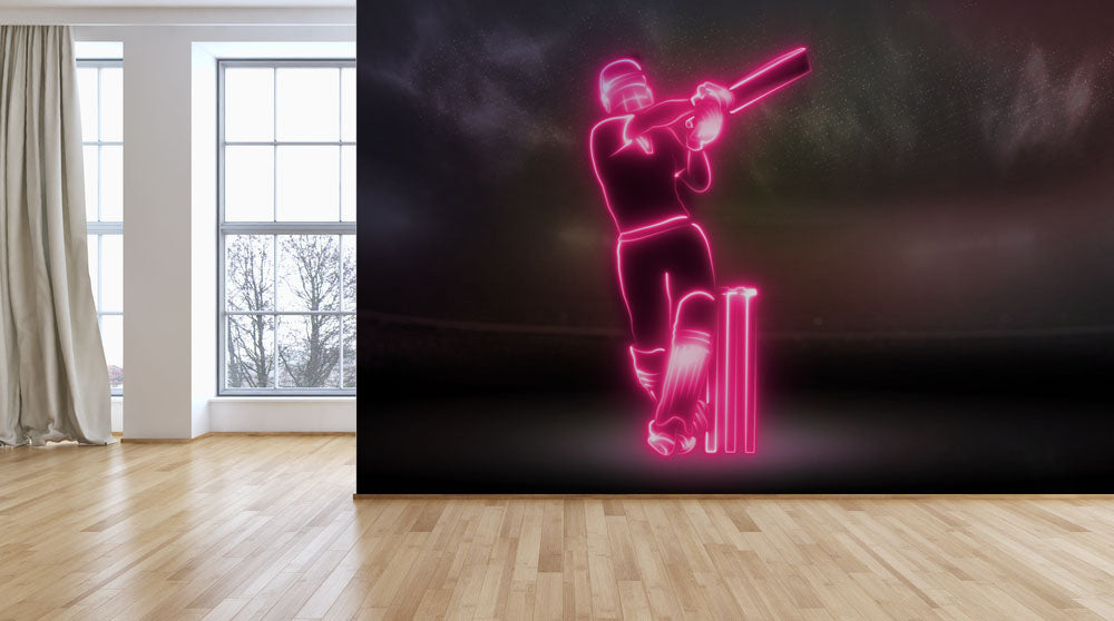 Red Neon Batsman Wallpaper