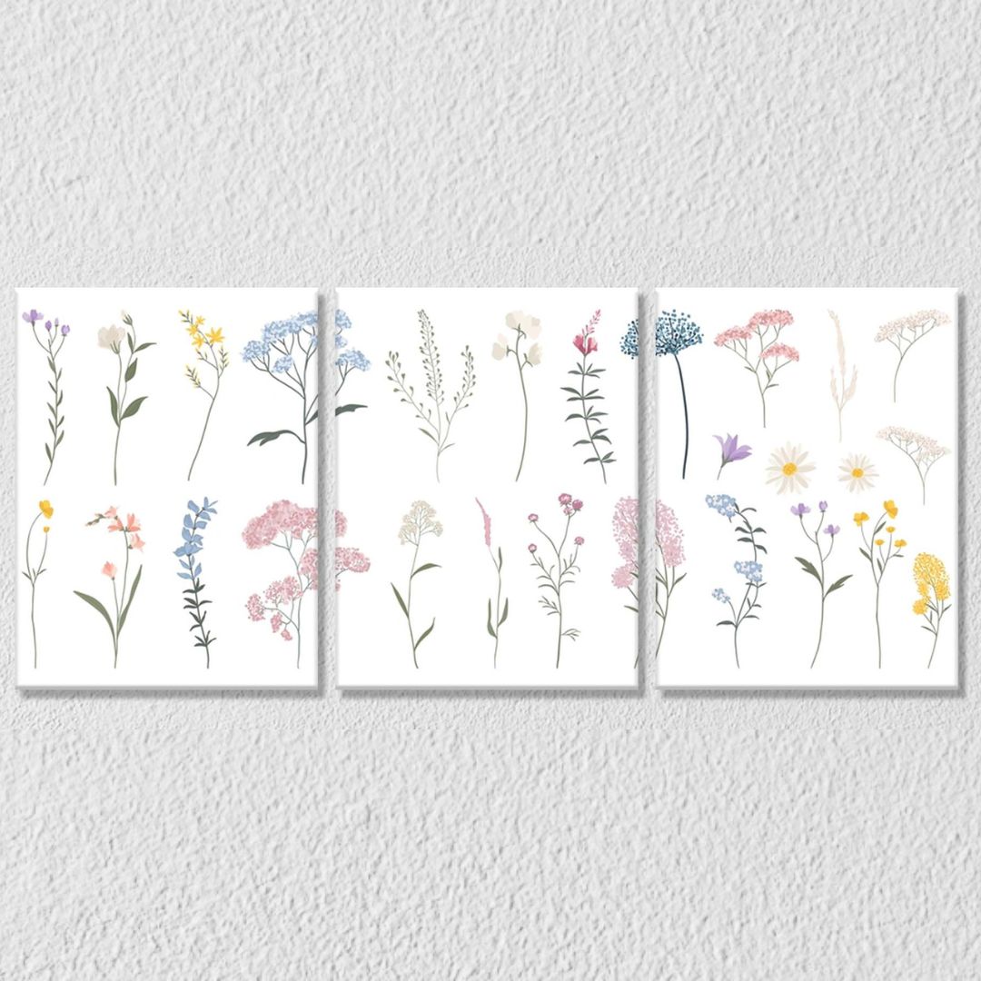 White Pink flower Set of 3