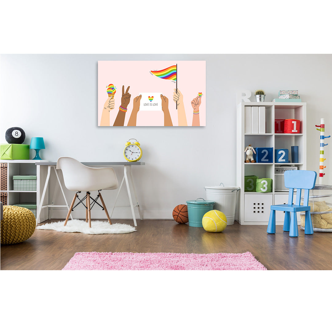 LGBTQ Flag Love Is Love Self Adhesive Sticker Poster