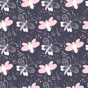 Pink & White Butterfly With Blue Wallpaper