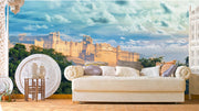 Heavy Clouds Amber Palace Rajasthan Wallpaper