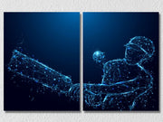 Cricket Batsman Wall Art , Set Of 2