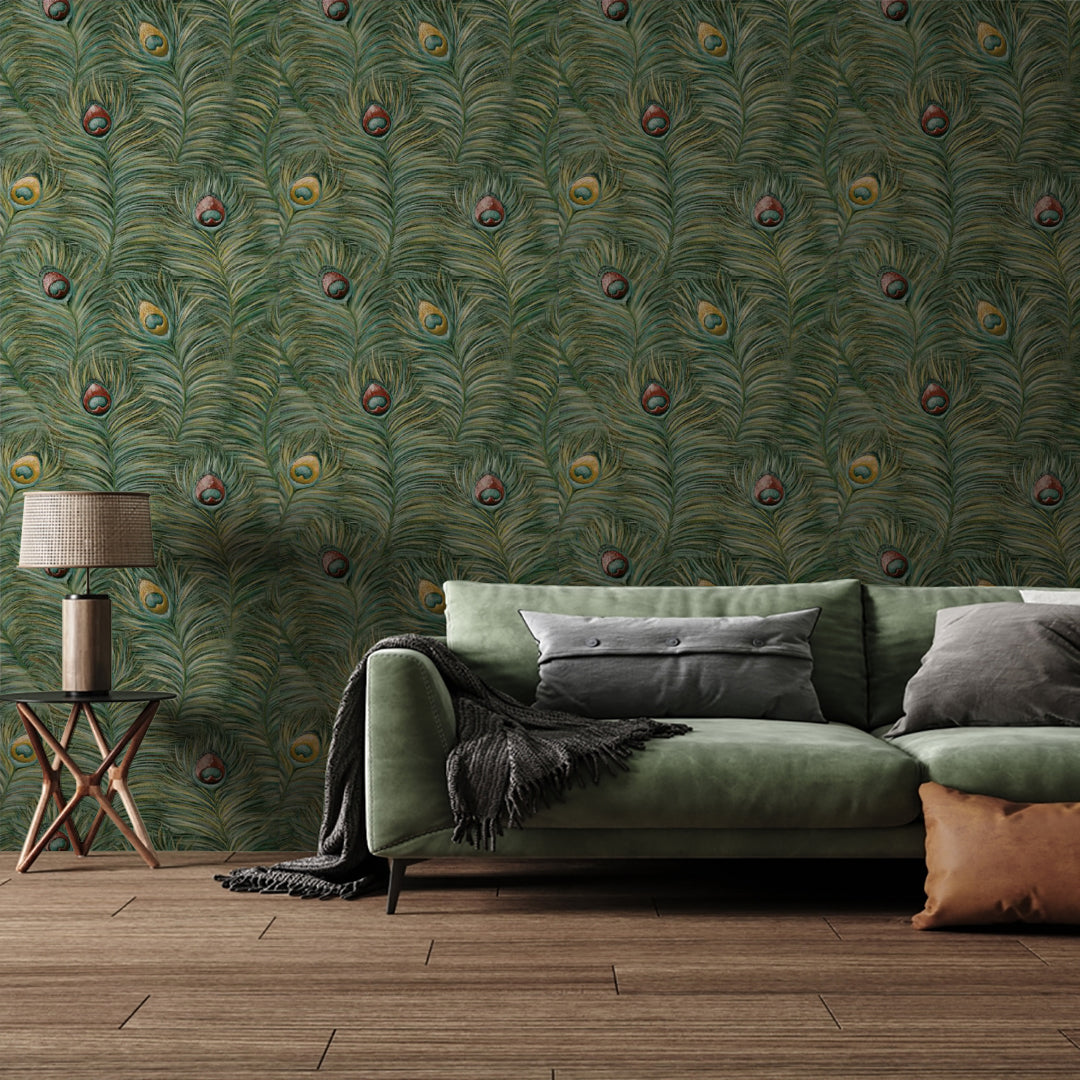 Adhya Peacock Feather Wallpaper