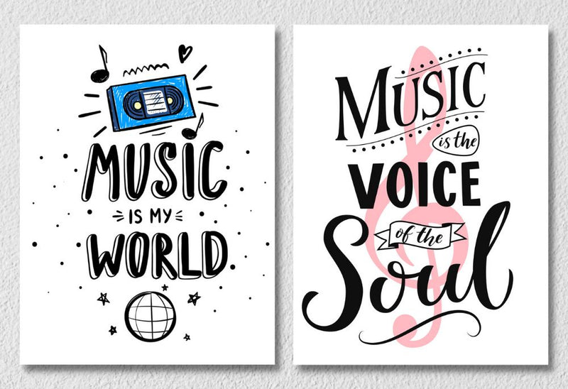 Funky Music Quote wall Art, Set Of 2