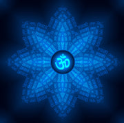 Om In Blue Shade Flower Self Adhesive Sticker For Wardrobe