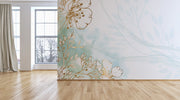 Tropical Shade of Blue Floral Wallpaper