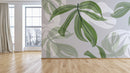 3D Tropical Green Leaf Shadow Wallpaper