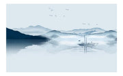 River Mountain Blue Landscape Wallpaper
