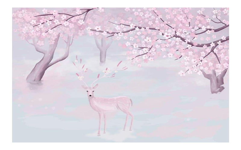 Pink Forest Deer Wallpaper