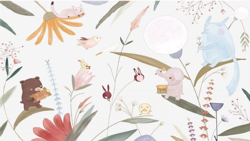 Animals Floral Kids Wallpaper