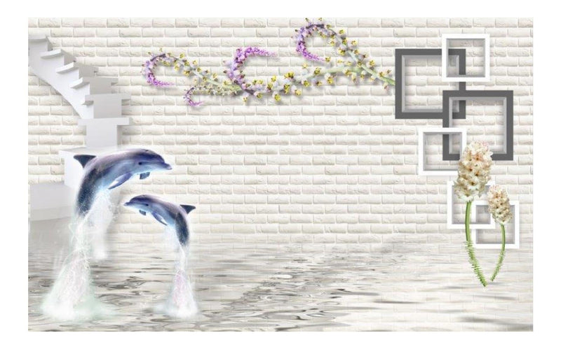 Dolphin Bricks Wallpaper