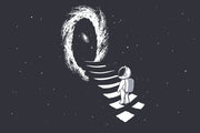 Astronout Going In Space Hole Self Adhesive Sticker For Wardrobe