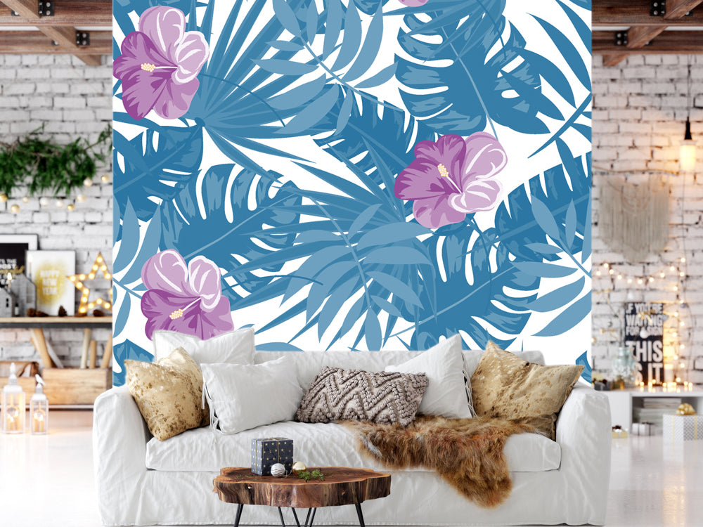 Vector Seamless Floral Pattern Outline Flowers Customized Wallpaper