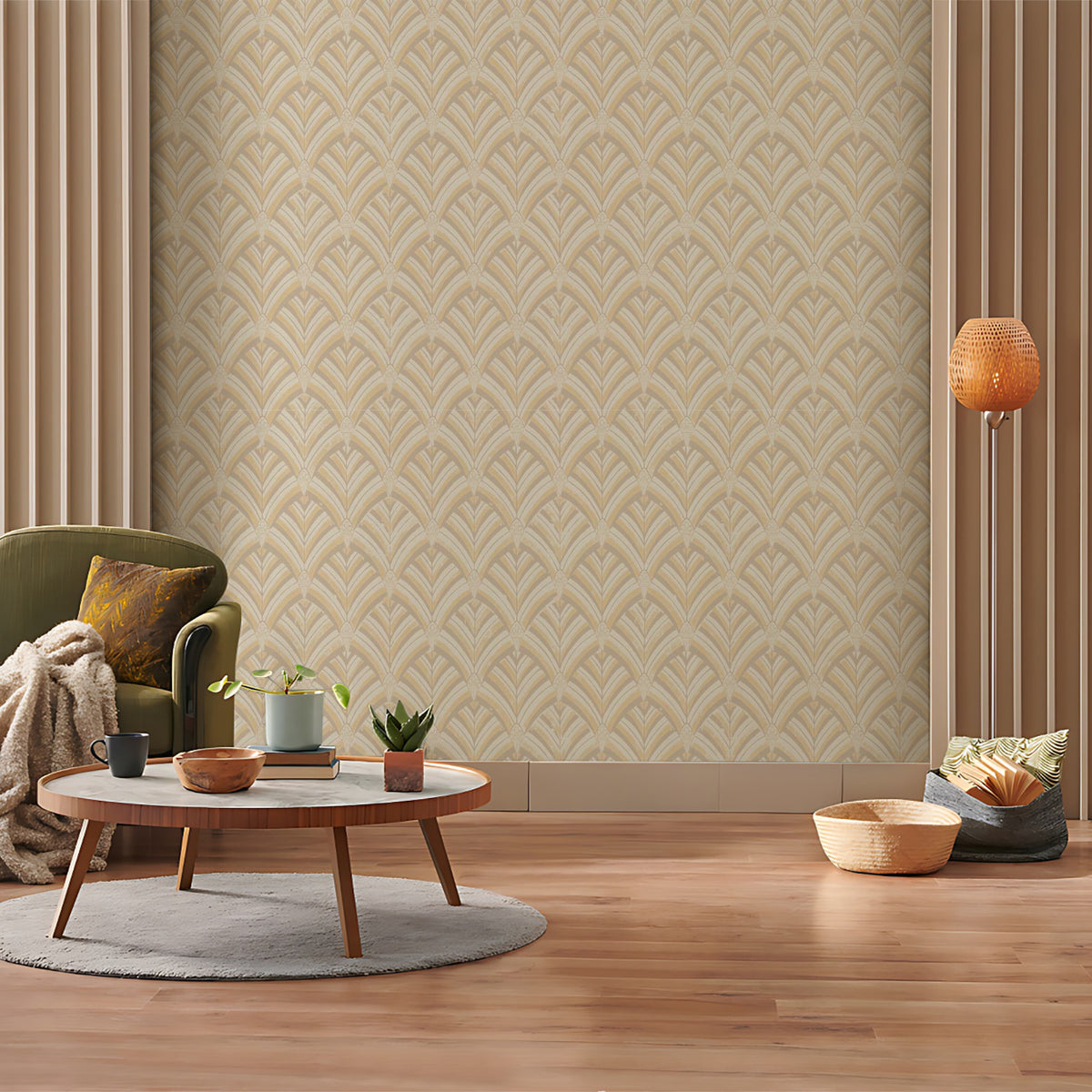 Moksh Embossed White Wallpaper