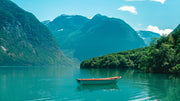 Green Mountain In Lake Self Adhesive Sticker For Wardrobe