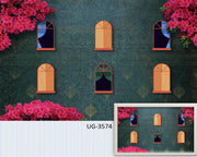 Pink flowers and windows art