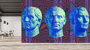 Blue Antique Sculpture Red Background Wallpaper