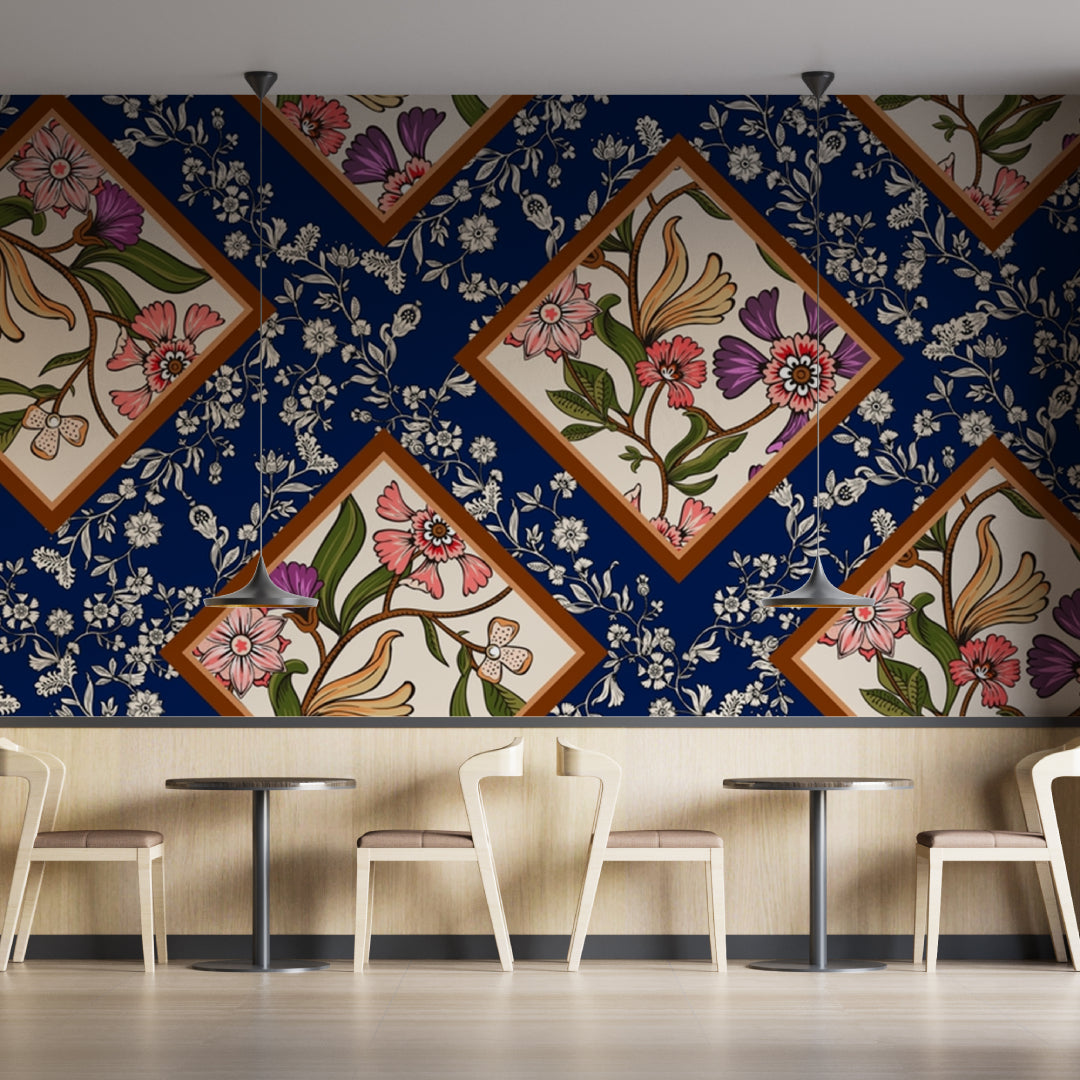 Flower Frame Floral Print Wallpaper