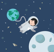 Girl Astronout In Space Self Adhesive Sticker For Wardrobe