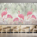 Flamingos Grey Shaded Backgroud Tropical Wallpaper