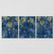 Blue golden leaves Set of 3