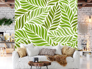 Illustration Seamless Leaves Pattern Customized Wallpaper